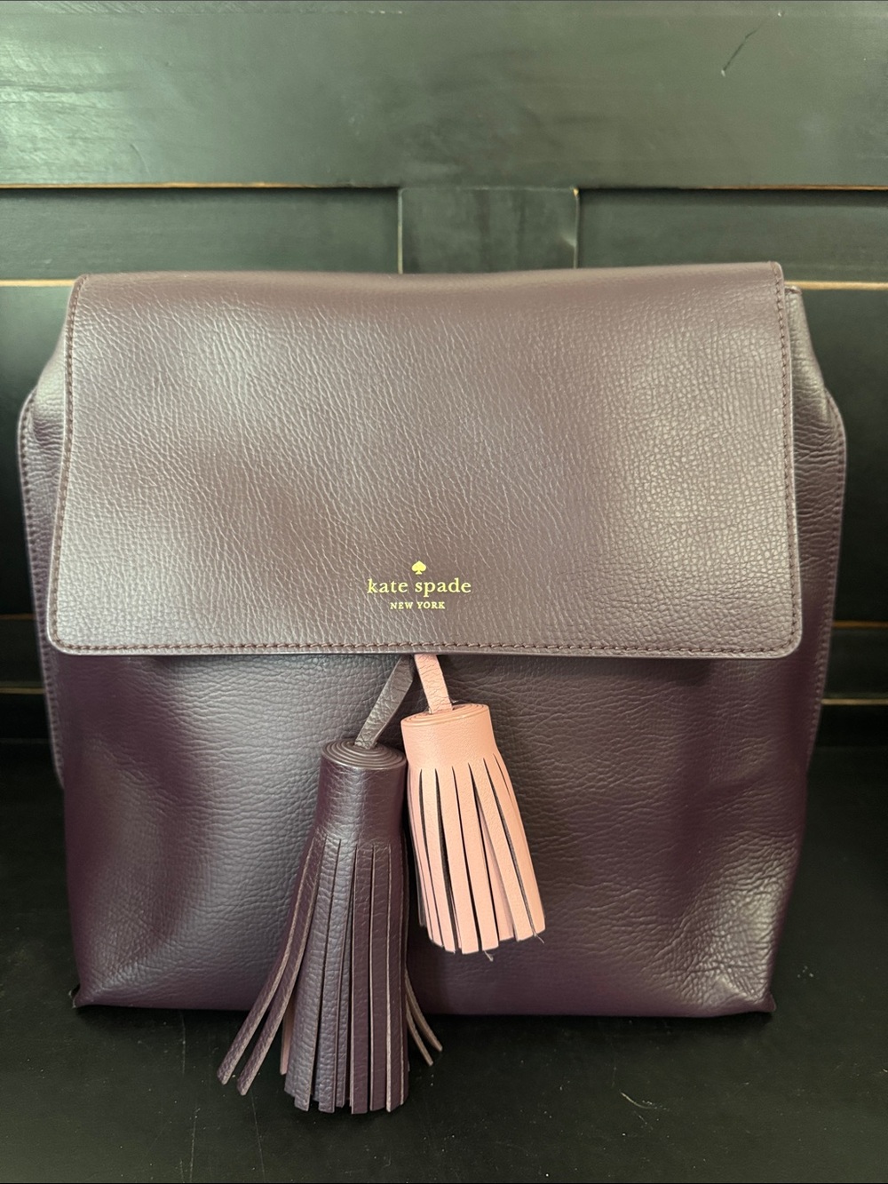 kate spade Plum and Blush Leather Tassel Backpack
